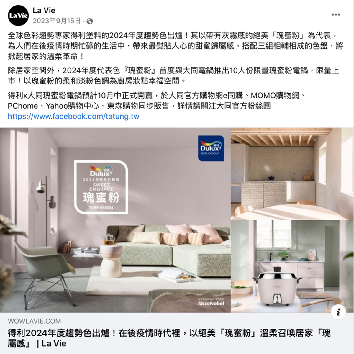 2024Dulux 得利塗料 趨勢色 「瑰蜜粉」行銷宣傳操作